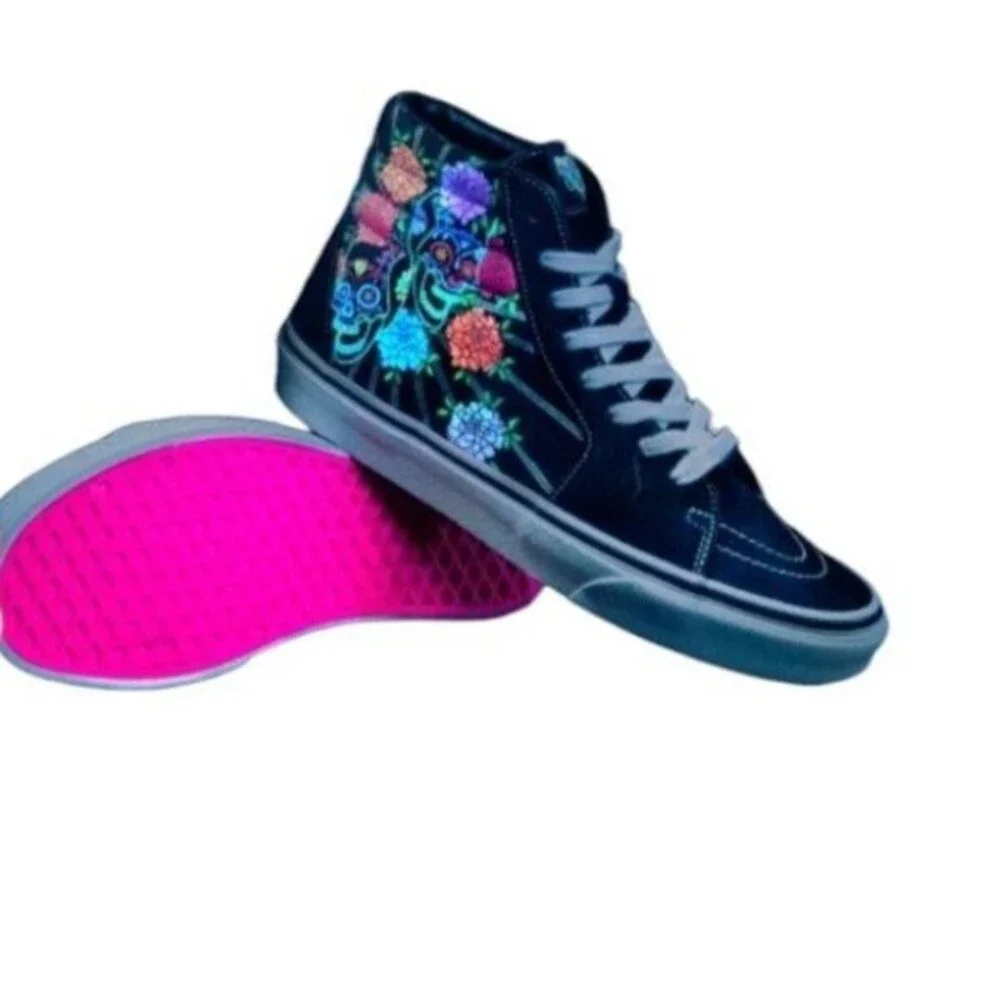Vans SK8Hi Dia De Los Muertos NEW Sneakers Suede Size 13 Glow In The Dark